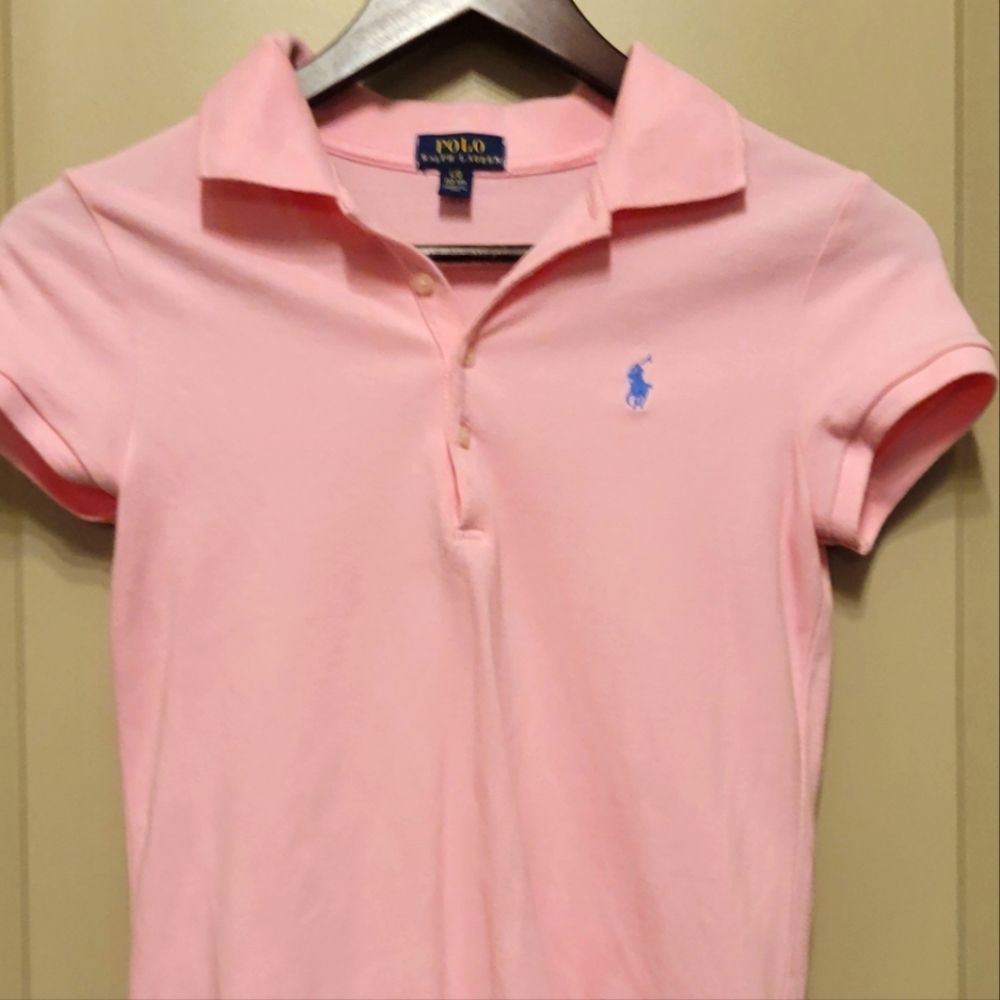 POLO RALPH LAUREN Lace Hem Stretch  Mesh Polo Size L/G 12-14